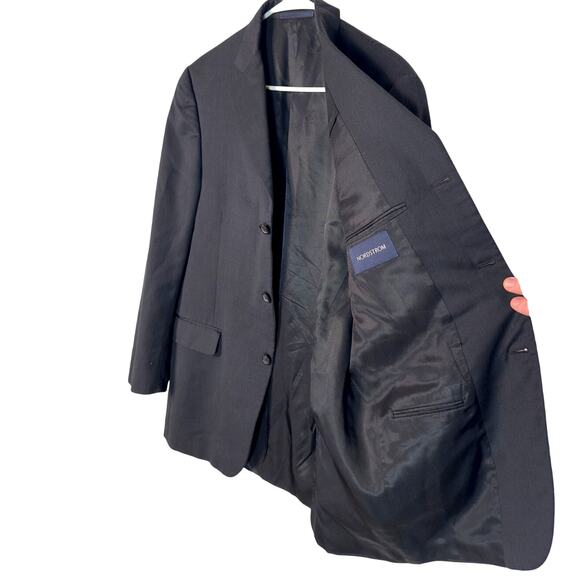 Burberry 40R Bond Street Wool Suit Jacket 3 Button Pinstripe Blazer Black EUC! - Picture 5 of 8